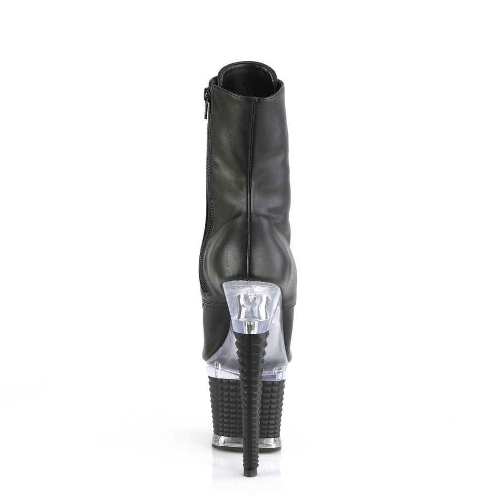 Pleaser Spectator-1021 Black Platform Ankle Boot Heels - Picture 4 of 5